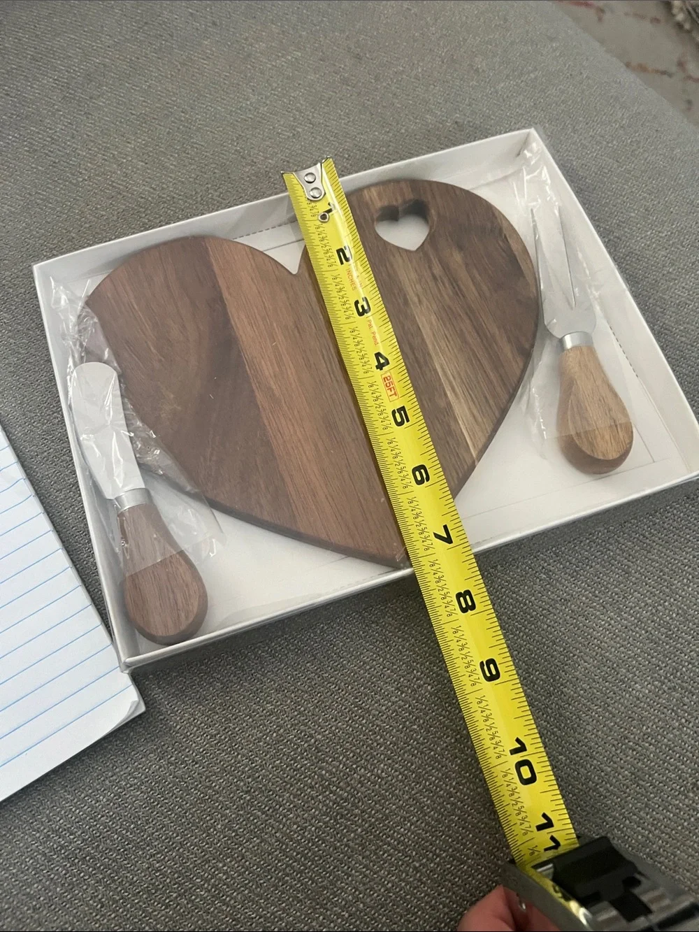 Mini Heart-Shaped Acacia Wood Charcuterie 3 Piece Cheese Board & Knife Gift Set